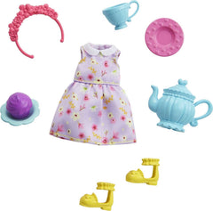 Barbie Chelsea Tea Party Accessory Pack – Purple Floral Dress & 5 Play Pieces