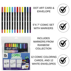 Leisure Arts Dot Art Comic Card Set with Markers & Envelopes, 36pc