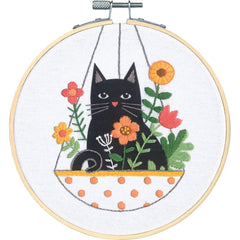 Dimensions Cat Planter Needlepoint Embroidery Kit for Beginners, 6"
