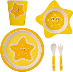 The Clear Conscience Bamboo Kids Dinnerware Set – Starfish, 5 Pc