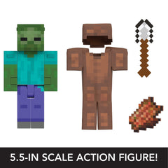 Mattel Minecraft Diamond Level Zombie Action Figure 5.5-in with 4 Accessories
