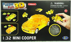 Happy Well 3D Mini Cooper Puzzle – Translucent Yellow | 1:32 Scale