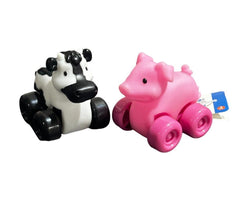 TOMY Collect N Play Cow & Pig on Wheels Pull-Along Farm Toy Set