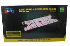 Real Wood Games 2-in-1 Tabletop Basketball & Air Hockey Game