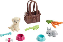 Barbie Dolls & Pets Playset with Puppy, Bunny & Accessories