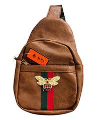 Alba Queen Bee Stripe Sling Backpack – Brown