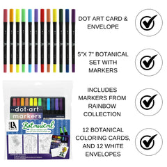 Leisure Arts Botanical Dot Art Card & Envelope Kit – 36pc