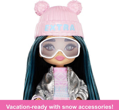 Mattel Barbie Extra Minis Winter Travel Doll with Snow Fashion Accessories