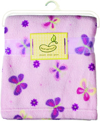Micro Polar Fleece Blanket – Pink Butterfly & Dot Print