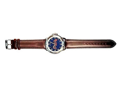 Braves Premium Classic Logo Mens Watch Brown Leather Band Baseball