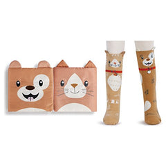 DEMDACO Cat and Dog Child's 18-36 Months Stretch Cotton Knee High Socks & Book Gift Set