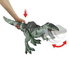 Jurassic World Dominion Strike ‘N Roar Giganotosaurus Dinosaur Action Figure with Motion and Sound, Toy Gift with Physical and Digital Play