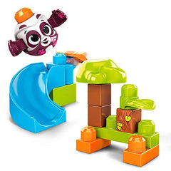 Mega Bloks Peek A Blocks Panda Slide with Big Building Blocks, Building Toys for Toddlers (14 Pieces)