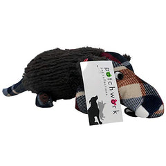 Patchwork Pet 10" Plaid Nose Warthog Plush Squeaker Dog Toy
