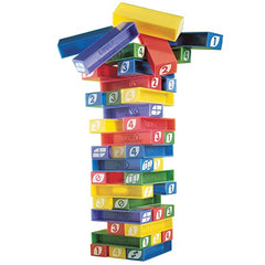 Mattel Games UNO StackoGame for Kids and Family with 45 Colored Stacking Blocks, Loading Tray and Instructions, Makes a Great Gift for 7 Year Olds and Up (43535)