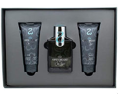 His Open Heart by Jane Seymour for Men 3 Piece Set; Eau De Toilette Spray 3.4 fl oz, After Shave Balm 3.4 fl oz, Shower Gel 3.4 fl oz