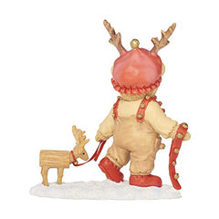 Roman Cherished Teddies, 2018 Annual Ryan Teddie with Deer Figure, 4.25" H, Resin and Wollastonite, Durable, Collectible Decoration, Decorative