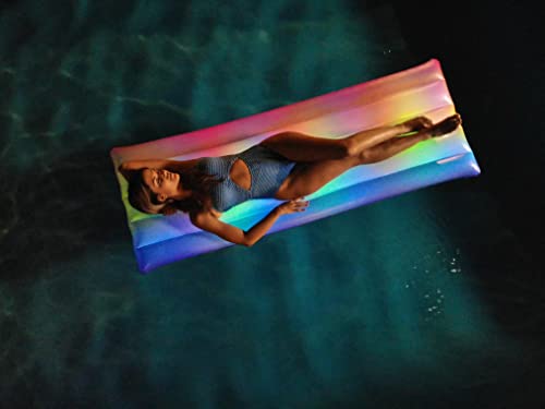 Rainbow Collection Illuminated LED Deluxe Pool Raft - 74 x 30 Inflatable Pool Float.