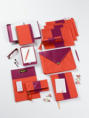 C.R. Gibson Leatherette Fold-Over Accessory Case, Lipstick & Orange, 8" W x 8" H