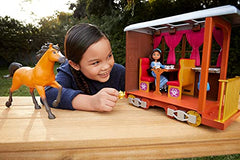 Mattel Spirit Untamed Lucky’s Train Home Playset, Train with Rolling Wheels Balcony, Dining Accessories, Lucky Doll (7-in), Spirit (Approx.8-in) & More, Great Gift for Ages 3 Years Old & Up