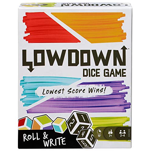 Mattel Games Lowdown Roll & Write Family Dice Game with Dry Erase Boards and Markers for 7 Year Olds and Up