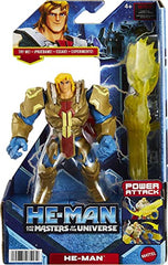 He-Man and the Masters of the Universe He-Man Action Figure in Grayskull Armor with Power Attack Move & 2 Accessories Inspired by MOTU Netflix Animated Series, 5.5-in Collectible Toy for Kids Ages 4+