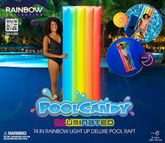 Rainbow Collection Illuminated LED Deluxe Pool Raft - 74 x 30 Inflatable Pool Float.