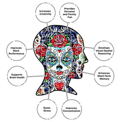 AQUARIUS Sugar Skulls Puzzle (1000 Piece Jigsaw Puzzle) - Glare Free - Precision Fit - Officially Licensed Sugar Skulls Merchandise & Collectibles - 14x19 Inches