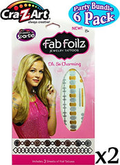 Fab Foilz Temporary Tattoos Gift Set Party Bundle - 6 Pack (Over 200 Tattoos)