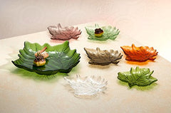 Studio Silversmiths 7 Piece Colored Leaf Crystal Plate Set