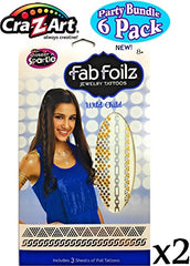 Fab Foilz Temporary Tattoos Gift Set Party Bundle - 6 Pack (Over 200 Tattoos)