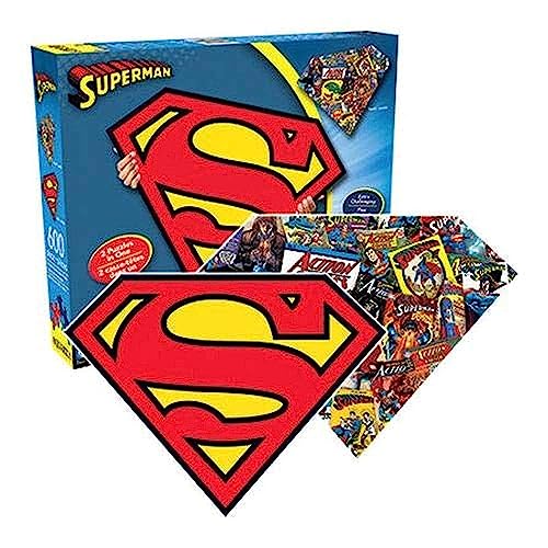 Aquarius Superman Logo 600 Piece 2 Sided Diecut Shaped Jigsaw Puzzle