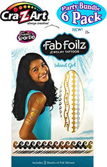Fab Foilz Temporary Tattoos Gift Set Party Bundle - 6 Pack (Over 200 Tattoos)