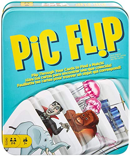 Mattel Games Mattel Games PIC FLIP Card Matching Game with 110 Cards in a Decorative Tin, Makes a Great Gift for 7 Year Olds and Up [Amazon Exclusive]