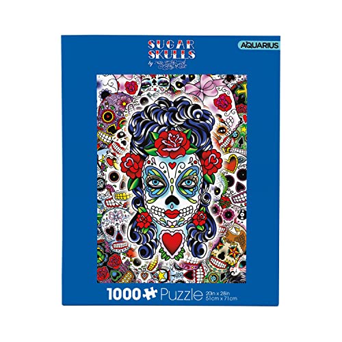 AQUARIUS Sugar Skulls Puzzle (1000 Piece Jigsaw Puzzle) - Glare Free - Precision Fit - Officially Licensed Sugar Skulls Merchandise & Collectibles - 14x19 Inches