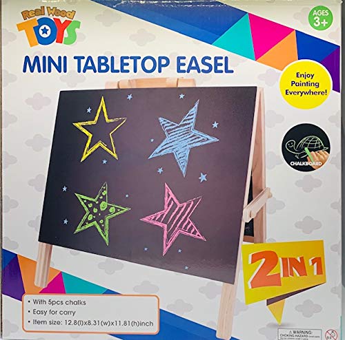 Real Wood Toys | Mini Tabletop Easel | Enjoy Painting Everywhere | w/ 5pcs Chalks