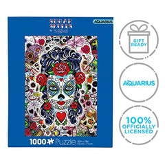 AQUARIUS Sugar Skulls Puzzle (1000 Piece Jigsaw Puzzle) - Glare Free - Precision Fit - Officially Licensed Sugar Skulls Merchandise & Collectibles - 14x19 Inches