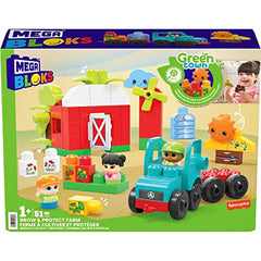 MEGA BLOKS Fisher Price Toddler Building Blocks, Green Town Sort & Recycle Squad with 51 Pieces, 3 Figures, Toy Gift Ideas for Kids