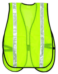 MCR Safety S220WR Polyester Mesh General Purpose Safety Vest with 1-3/8-Inch White Reflective Stripe, Fluorescent Lime