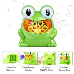 Automatic Bubble Machine With 5pcs Bubble Concentrate, Bubble Blower Toys for Kids,Frog Bubble Blower Machine Make Over 500 Bubbles per Minute for Birthday Party, Wedding, Indoor and Outdoor Games
