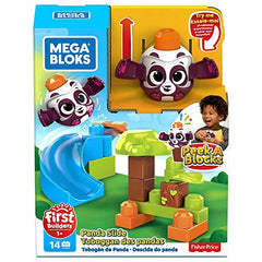 Mega Bloks Peek A Blocks Panda Slide with Big Building Blocks, Building Toys for Toddlers (14 Pieces)