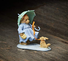 Roman Cherished Teddies, Jeanne Spring Showers Figure, 4" H, Resin and Wollastonite, Durable, Collectible Decoration, Decorative, Home Decor