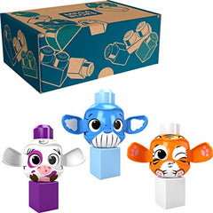 Mega Bloks Peek A Blocks Toys 3-Pack Value Bundle – Tiger, Whale, Cow – with 3 Building Blocks and 3 peek a Boo Rolling Animals, Ages 1+