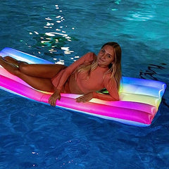 Rainbow Collection Illuminated LED Deluxe Pool Raft - 74 x 30 Inflatable Pool Float.