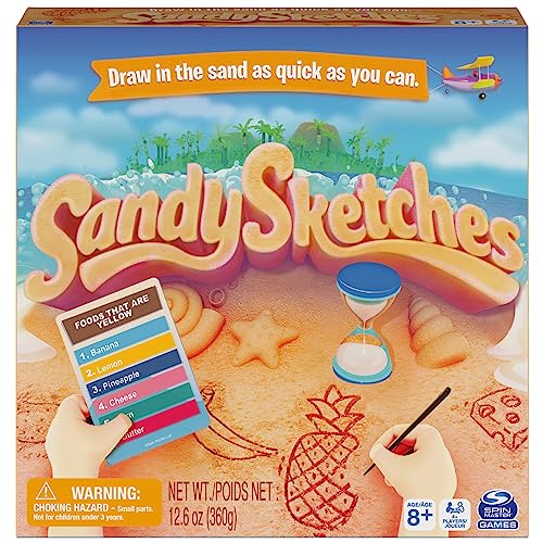 Spin Master Sandy Sketches Sand Drawing Guessing Board Game, Family Game for Ages 8 and up
