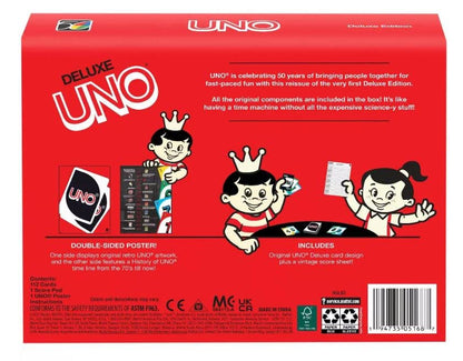 Deluxe UNO Card Game, America's Family Card Game Sensation! 50th Anniversary Reissue
