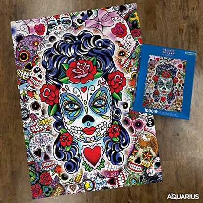 AQUARIUS Sugar Skulls Puzzle (1000 Piece Jigsaw Puzzle) - Glare Free - Precision Fit - Officially Licensed Sugar Skulls Merchandise & Collectibles - 14x19 Inches