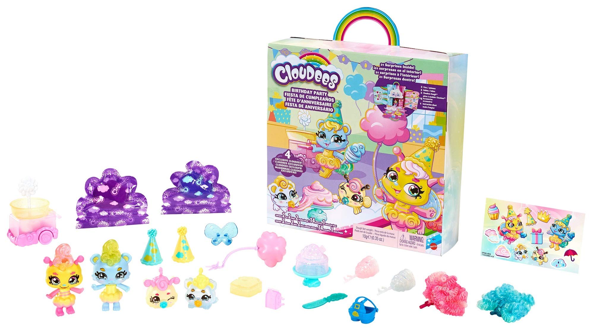 Mattel Cloudees Collectible Pets Birthday Ice Cream Party Set