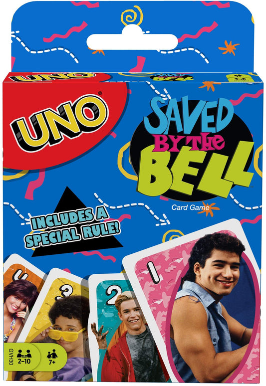 Mattel Games UNO Saved by The Bell Card Game with 112 Cards & Instructions, Great Gift for Kid, Adult or Family Game Night, Ages 7 Years & Older