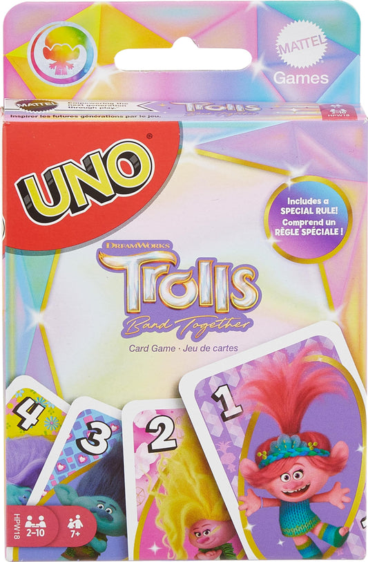 Mattel Games UNO Dreamworks Trolls Band Together Card Game for Family Night Travel and Camping Inspired by the Movie